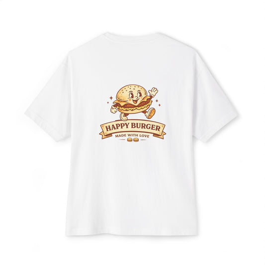 Happy Burger Unisex Oversized Boxy Tee