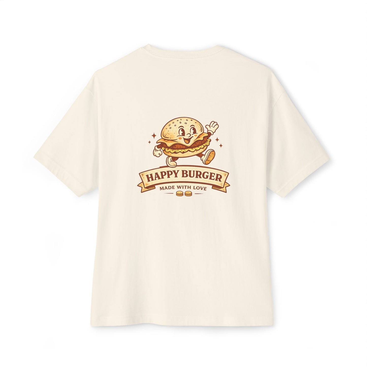 Happy Burger Unisex Oversized Boxy Tee